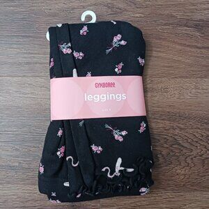 New Gymboree Size 9 Prima Ballerina Leggings Black Flowers Ballet Shoes 2005
